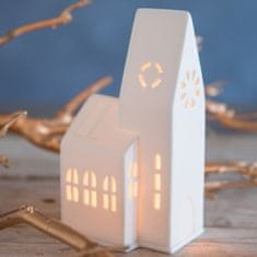 Porcelánový svícen Domek - Kostel 18 cm