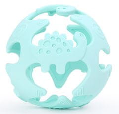 ELPINIO silikonové kousátko koule s dinosaury - modré