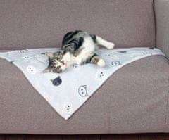 Trixie Plyšová deka mimi 70 x 50 cm šedá s kočičími hlavami