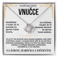 Lovilion Dámsky náhrdelník se zirkoniovými krystaly a kartička se zprávou "Naši krásné vnučce", Dárek k Valentýnu, Valentýn 2024, Dárek na Valentýna | NASUS