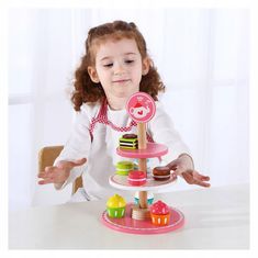 Tooky Toy Hračková hračka Dřevěné sušenky Cupcakes na talíři 9