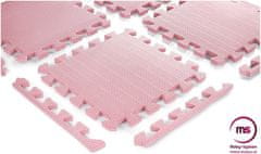 Moby System Pěnové puzzle 12 ks. - vzdělávací pěnová rohož 120 x 90 x 1,2 cm s okrajem - růžová
