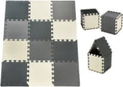 Moby System Pěnové puzzle 12 ks. - vzdělávací pěnová rohož 120 x 90 x 1,2 cm s okrajem - šedá
