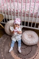 ENIE BABY Dětská čepice Pink Leaves, 0-3 měsíce