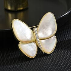 Pinets® Brož motýlek z perleti pozlacený 14K zlatem