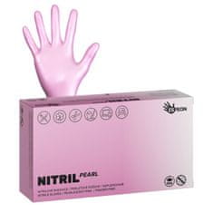 Espeon Nitrilové rukavice NITRIL SPARKLE 100 ks, nepudrované S, perleťově růžové