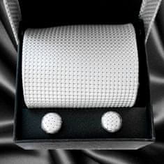 Giori Milano Hedvábná kravata a manžetové knoflíčky Giori Milano RS0802, bílé