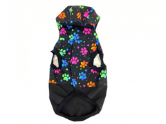Maximin Zateplená softshellová bunda pro psa, nepromokavá - vzor "barevné tlapky", velikost L