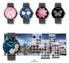 Giewont Dámské chytré hodinky Giewont GW330-4 Rose Gold-Pink Powder Silicone Strap + Black Bracelet