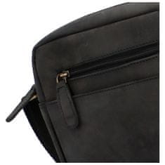 Bellugio Praktická kožená pánská crossbody taška Bron, černá