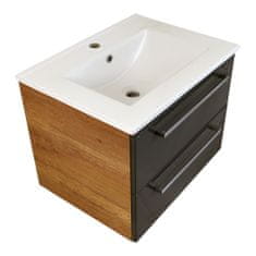 BPS-koupelny Koupelnová skříňka s keramickým umyvadlem Vermont CA 60 antracit/country