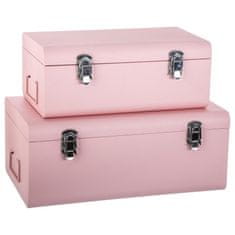 Atmosphera Krabička, krabice ,kontejner pro uchovávání, box, dekorativní krabice, box s rukojetí - 2 ks, růžová barva