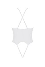 Avanua ADELINA Body (White), průhledné bodýčko s otevřeným rozkrokem L/XL
