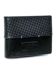 Černá kožená pánská peněženka s prošíváním