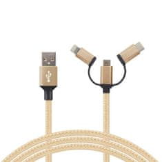 Carcommerce Kabel - USB A 2.0 / 3 w 1 - 2,4A 1m Micro USB / Iphone / USB-C